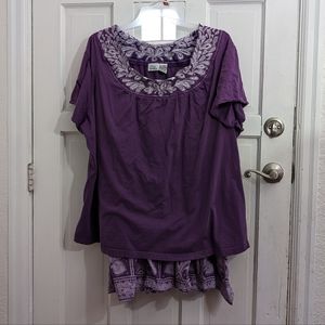 Plum Print Maxi Skirt with Matching Top